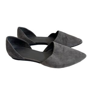 Vince Nina D’orsay Gray Suede Flats 5M Womens Classic EU 35 Neutral
